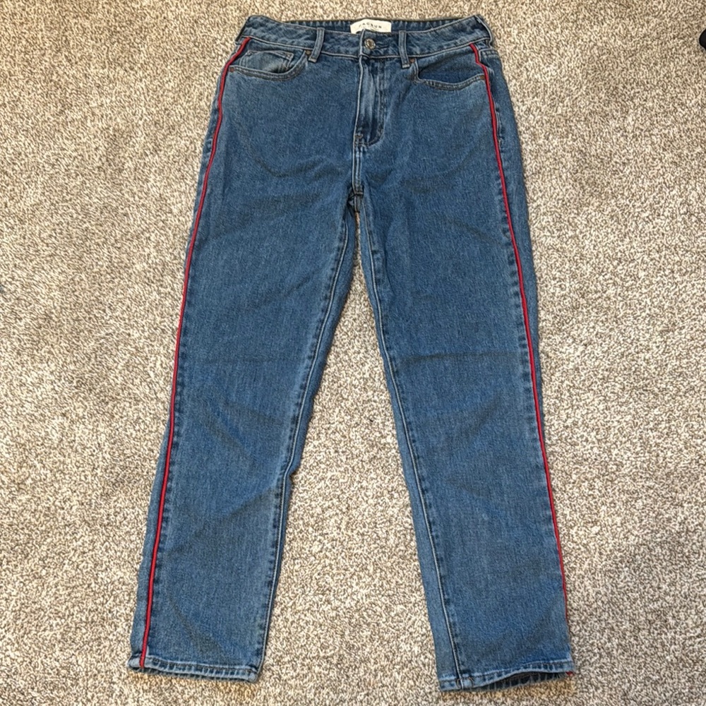 PacSun Blue and Red Straight Leg Jeans